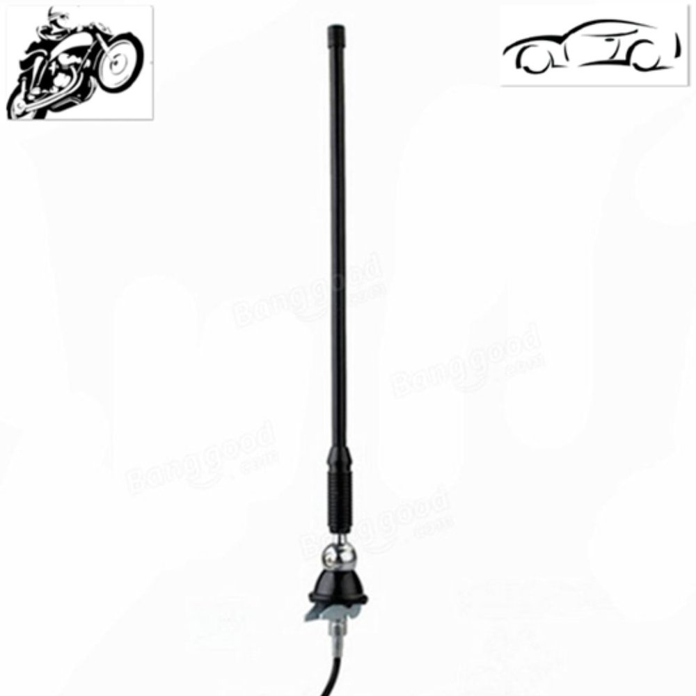 14" Universal Car-Motorcycle-ATV FM/AM Black Rubber Antenna W/ 52" Cord